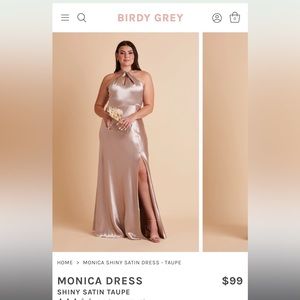 Taupe Bridesmaids Satin Dress